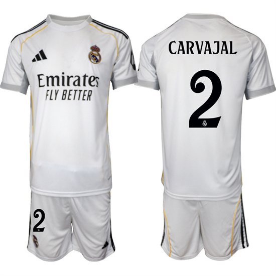 Real Madrid #2 CARVAJAL 2025-26 home White Adidas Soccer Suit Jerseys