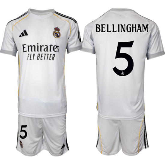 Real Madrid #5 BELLINGHAM 2025-26 home White Adidas Soccer Suit Jerseys