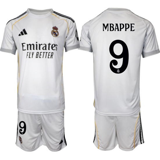 Real Madrid #9 MBAPPE 2025-26 home White Adidas Soccer Suit Jerseys