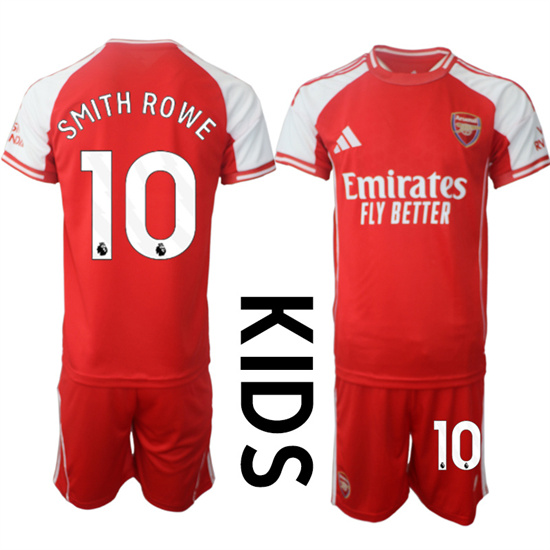 Youth Arsenal #10 SMITH ROWE 2025-26 home Red Soccer Kids suit jerseys