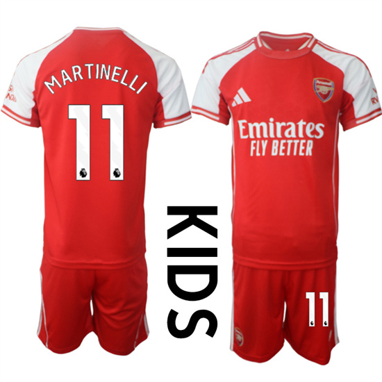 Youth Arsenal #11 MARTINELLI 2025-26 home Red Soccer Kids suit jerseys