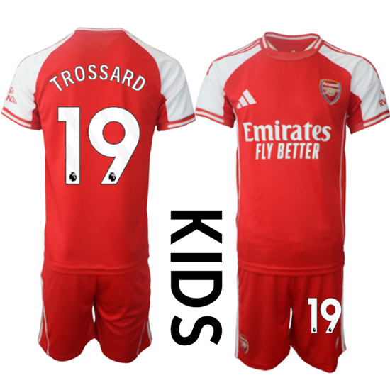 Youth Arsenal #19 TROSSARD 2025-26 home Red Soccer Kids suit jerseys