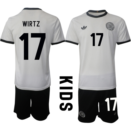Youth Germany #17 WIRTZ 2025-26 home White Adidas Soccer Kids Suit jerseys