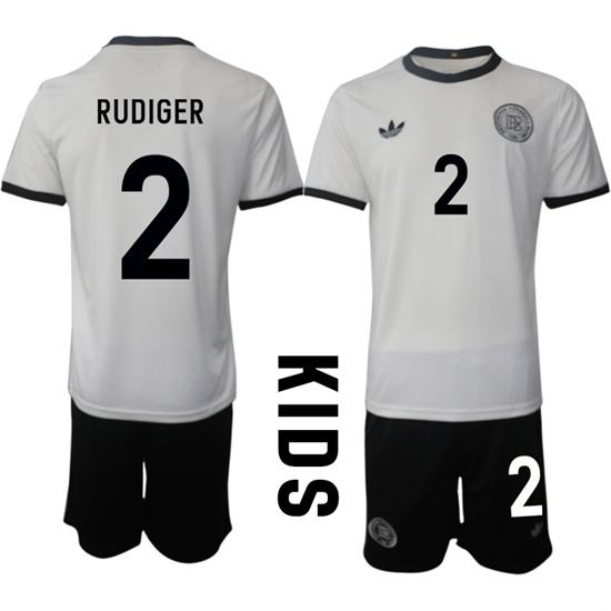 Youth Germany #2 RUDIGER 2025-26 home White Adidas Soccer Kids Suit jerseys