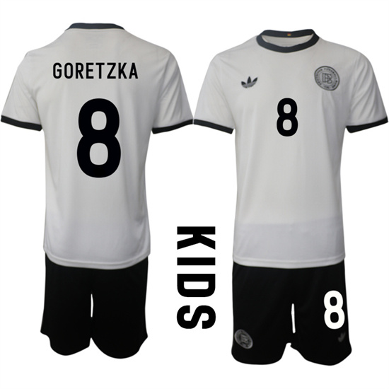 Youth Germany #8 GORETZKA 2025-26 home White Adidas Soccer Kids Suit jerseys