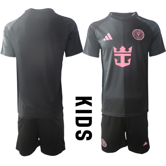 Youth Inter Miami CF Blank 2025-26 Away Black Adidas Soccer Kids Suit jerseys