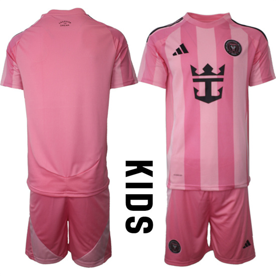 Youth Inter Miami CF Blank 2025-26 Home Pink Adidas Soccer Kids Suit jerseys