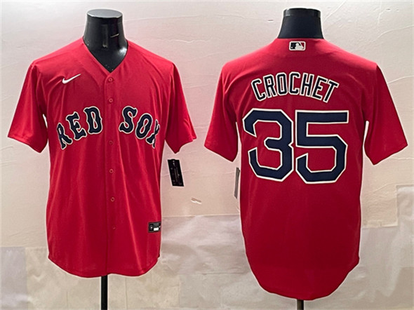 Men's Boston Red Sox #35 Garrett Crochet Red Cool Base Stitched Baseball Jersey
