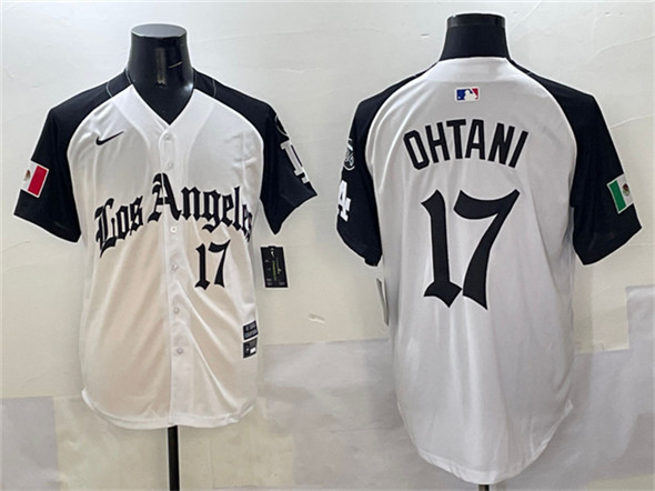 Men's Los Angeles Dodgers #17 Shohei Ohtani White Black Mexico 2025 LA Gothic Style With Fernando Patch Vapor Premier Limited Stitched Baseball Jersey