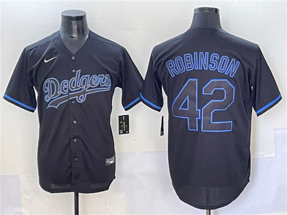 Men's Los Angeles Dodgers #42 Jackie Robinson Black Fashion Stitched Baseball Jersey