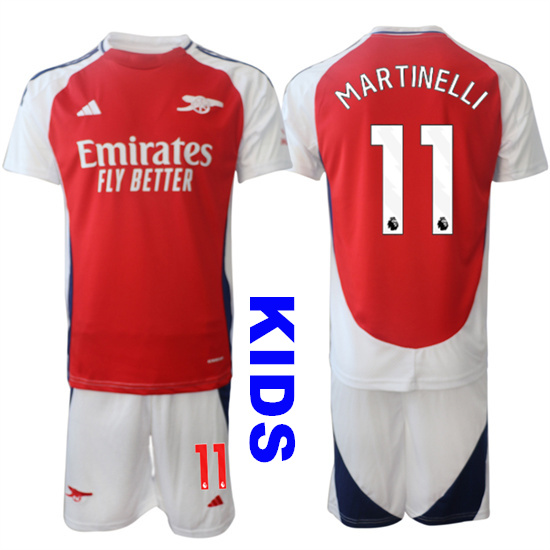 Youth Arsenal #11 MARTINELLI 2024-25 Home Red Kids Soccer Suit Jersey