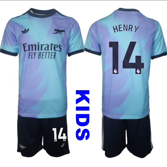 Youth Arsenal #14 HENRY 2024-25 away Blue Kids Soccer Suit Jersey