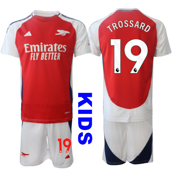 Youth Arsenal #19 TROSSARD 2024-25 Home Red Kids Soccer Suit Jersey