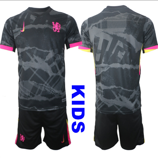 Youth Chelsea Blank 2024-25 Away 2nd Kids Soccer Suit Jersey