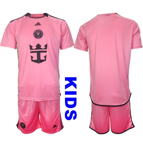 Youth Inter Miami CF Blank 2024-25 Pink Home Kids Soccer Suit Jersey