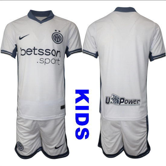 Youth Internazionale Blank Or Custom Away White Kids Soccer Suit Jersey