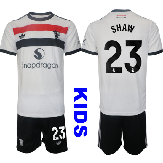 Youth Manchester United #23 SHAW 2024-25 Away 2nd Kids Soccer Suit Jersey