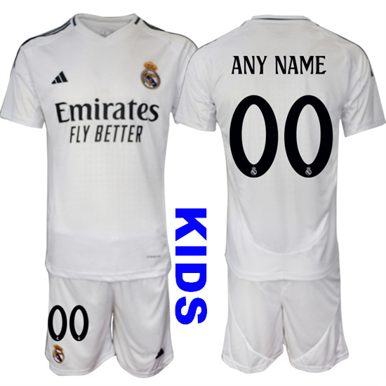 Youth Real Madrid Custom Any Name And number 2024-25 Home Kids Soccer Suit Jersey