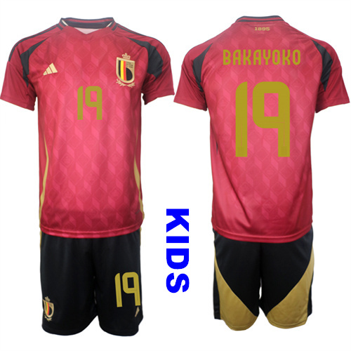 Youth Belgium #19 BAKAYOKO 2024-25 Home Kids Soccer Suit Jersey