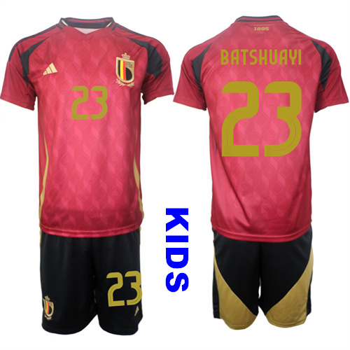Youth Belgium #23 BATSHUAYI 2024-25 Home Kids Soccer Suit Jersey