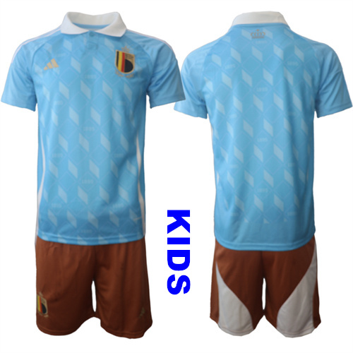 Youth Belgium Blank 2024-25 Away Kids Soccer Suit Jersey