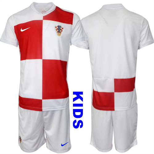Youth Croatia Blank 2024-25 Home Kids Soccer Suit Jersey
