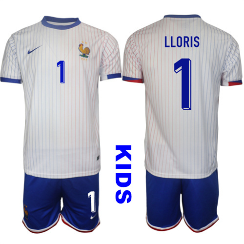 Youth France #1 LLORIS 2024-25 Away Kids Soccer Suit Jersey