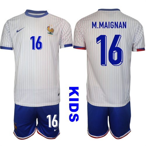 Youth France #16 M.MAIGNAN 2024-25 Away Kids Soccer Suit Jersey