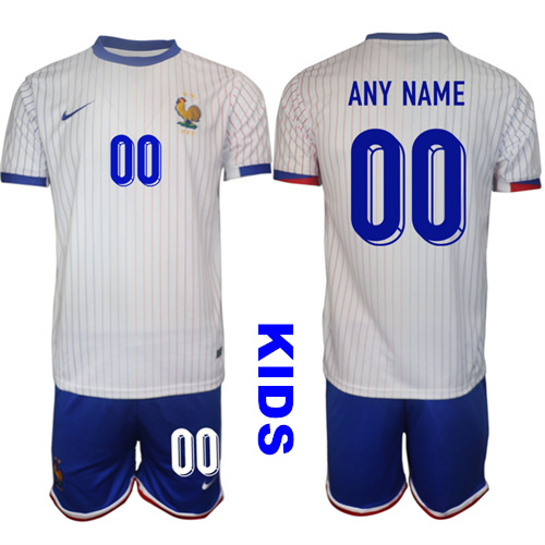Youth France Custom Any Name And number 2024-25 Away Kids Soccer Suit Jersey