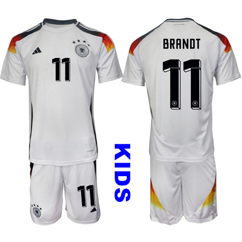 Youth Germany #11 BRANDT 2024-25 Home White Kids Soccer Suit Jersey
