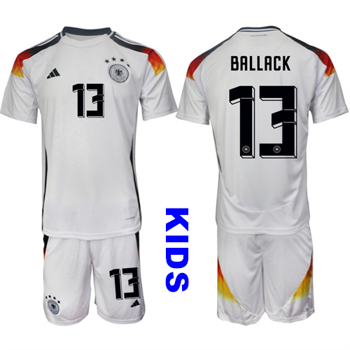 Youth Germany #13 BALLACK 2024-25 Home White Kids Soccer Suit Jersey