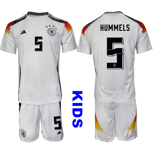 Youth Germany #5 HUMMELS 2024-25 Home White Kids Soccer Suit Jersey