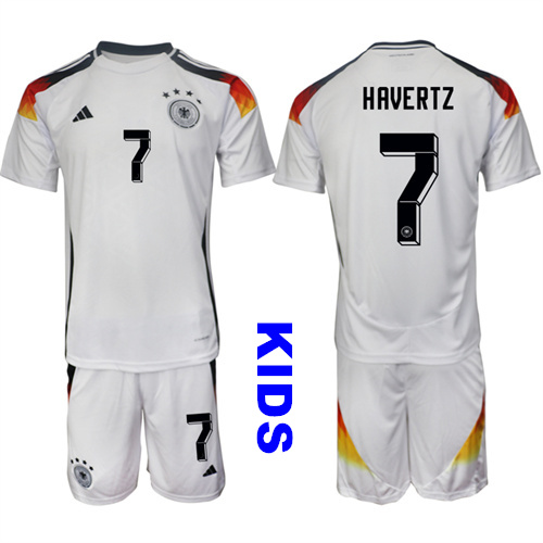 Youth Germany #7 HAVERTZ 2024-25 Home White Kids Soccer Suit Jersey