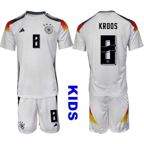 Youth Germany #8 KROOS 2024-25 Home White Kids Soccer Suit Jersey