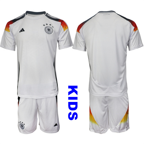 Youth Germany Blank 2024-25 Home White Kids Soccer Suit Jersey