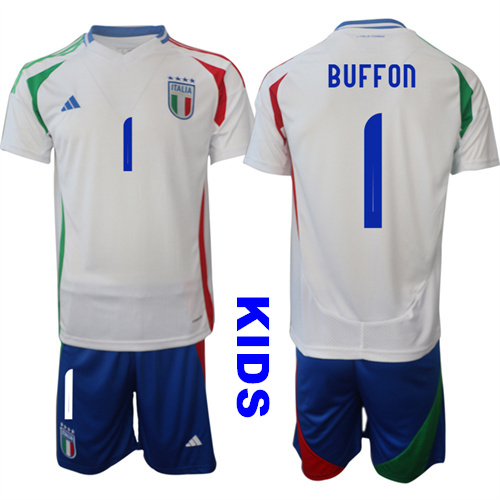 Youth Italy #1 BUFFON 2024-25 Away Kids Soccer Suit Jersey