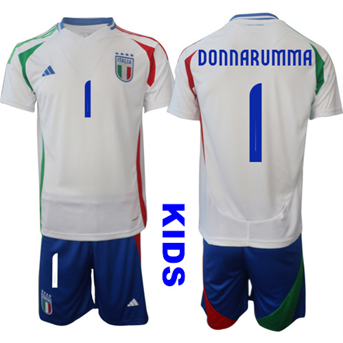 Youth Italy #1 DONNARUMMA 2024-25 Away Kids Soccer Suit Jersey