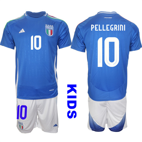 Youth Italy #10 PELLEGRINI 2024-25 Home Kids Soccer Suit Jersey