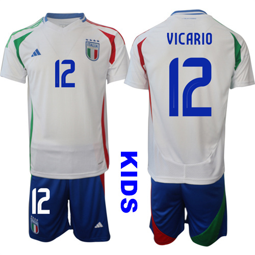 Youth Italy #12 VICARIO 2024-25 Away Kids Soccer Suit Jersey