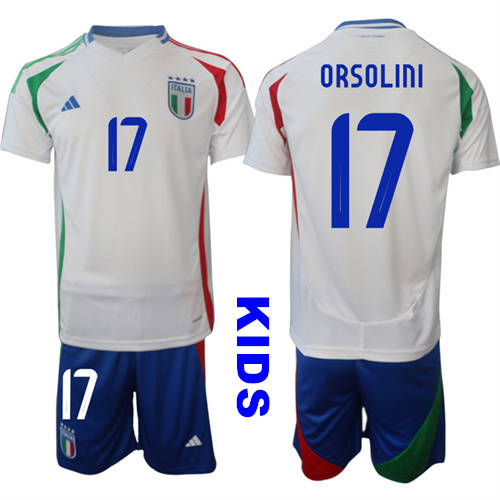 Youth Italy #17 ORSOLINI 2024-25 Away Kids Soccer Suit Jersey