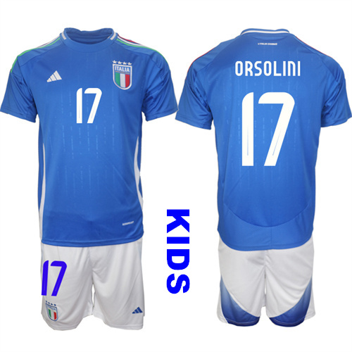 Youth Italy #17 ORSOLINI 2024-25 Home Kids Soccer Suit Jersey