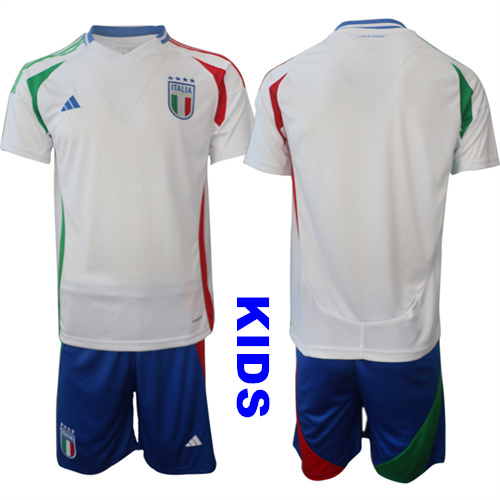 Youth Italy Blank 2024-25 Away Kids Soccer Suit Jersey