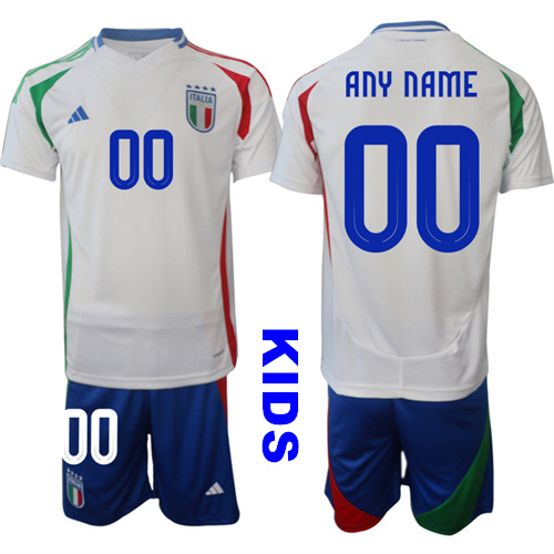 Youth Italy Custom Any Name And number 2024-25 Away Kids Soccer Suit Jersey