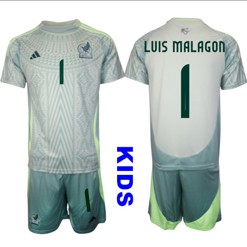 Youth Mexico #1 LUIS MALAGON 2024-25 Away Kids Soccer Suit Jersey