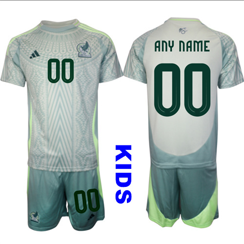 Youth Mexico Custom Any Name And number 2024-25 Away Kids Soccer Suit Jersey