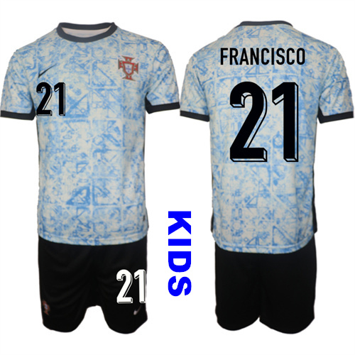 Youth Portugal #21 FRANCISCO 2024-25 Away Kids Soccer Suit Jersey