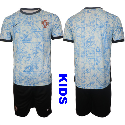 Youth Portugal Blank 2024-25 Away Kids Soccer Suit Jersey
