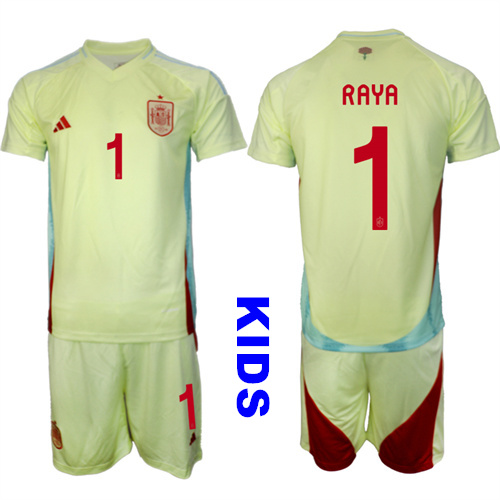 Youth Spain #1 RAYA 2024-25 Away Kids Soccer Suit Jersey