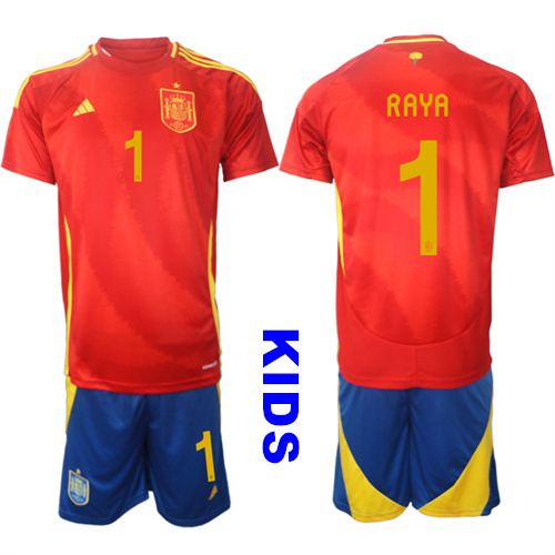 Youth Spain #1 RAYA 2024-25 Home Kids Soccer Suit Jersey