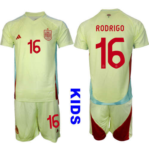 Youth Spain #16 RODRIGO 2024-25 Away Kids Soccer Suit Jersey